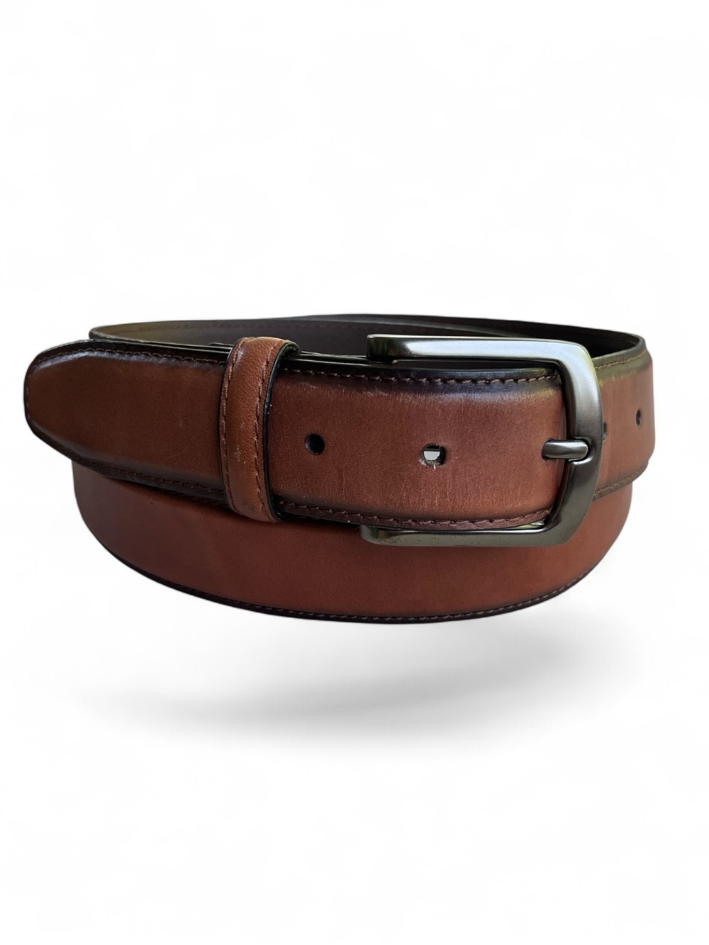 Clarks Brown Leather Belt with Bronze Tone Buckle